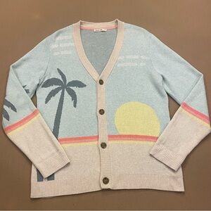 Marine Layer Men’s Palm Tree Sunset Finn Intarsia Cardigan Sweater Size Medium